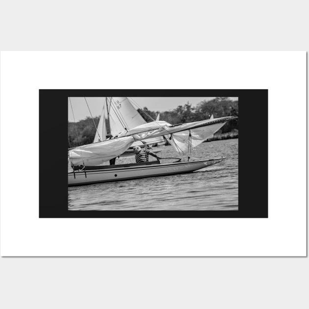 Sailing boat returning to the moorings on Wroxham Broad, Norfolk Wall Art by yackers1